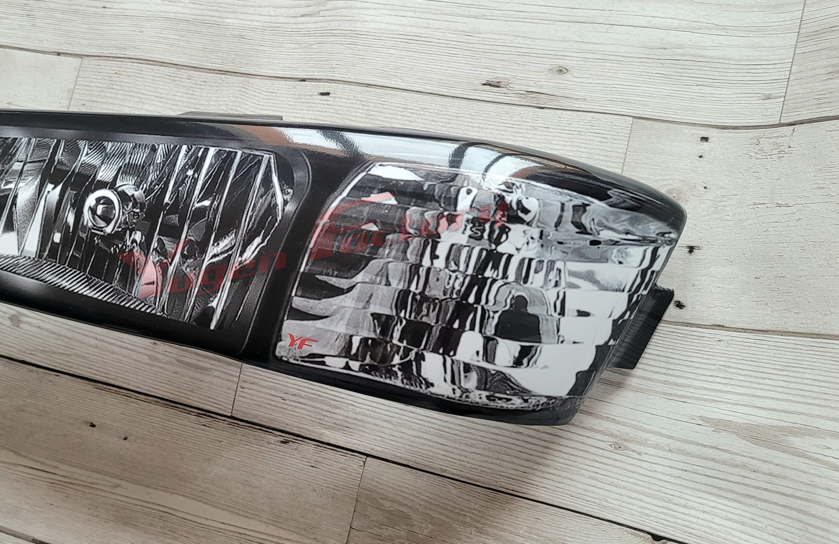 Nissan Silvia S14 Kouki Headlight Blanks with Black/Crystal 3D Stickers